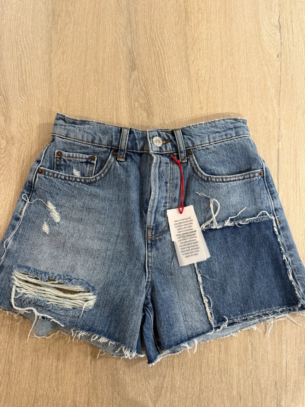 BDG Urban Outfitters Pax High Waist Straight Leg Distressed Denim Shorts 27W